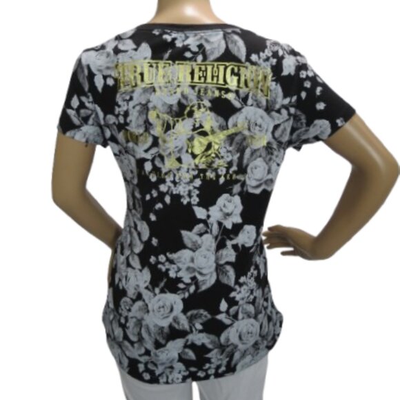 True Religion Dark Floral Foil T-Shirt - Picture 4 of 6